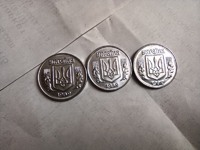 Монети 1 копійка 1992 року / 3 шт