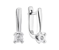 Срібні сережки з діамантами + подарункова упаковка для жінок