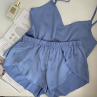 Піжама шовкова з шортами жіноча Orli Diva, Блакитний, XL