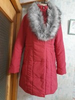 Жіноче тепле пальто з капюшоном та з'ємним хутром (штучне) Bonprix  р 52